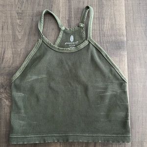 Free people halter crop tank - olive green